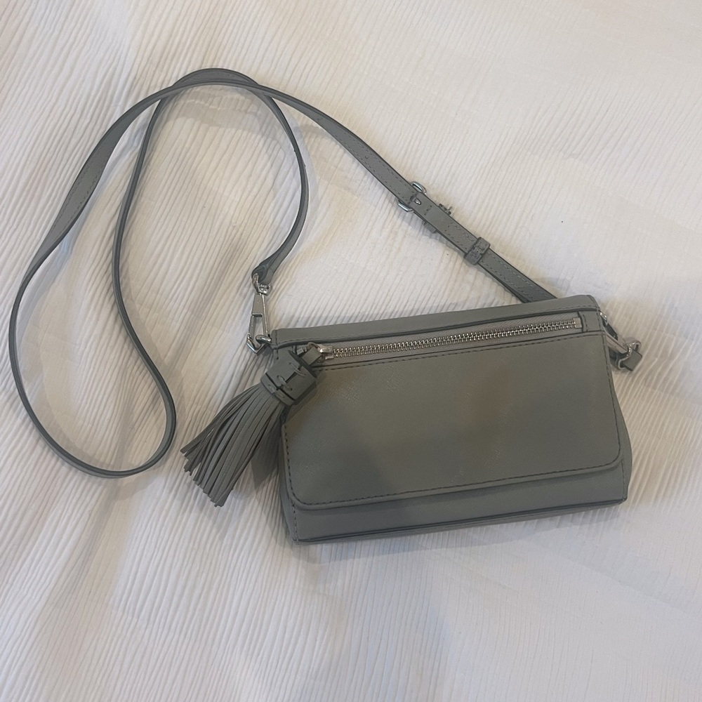 Rebecca Minkoff Crossbody Grey Purse Bag Leather with Tassle